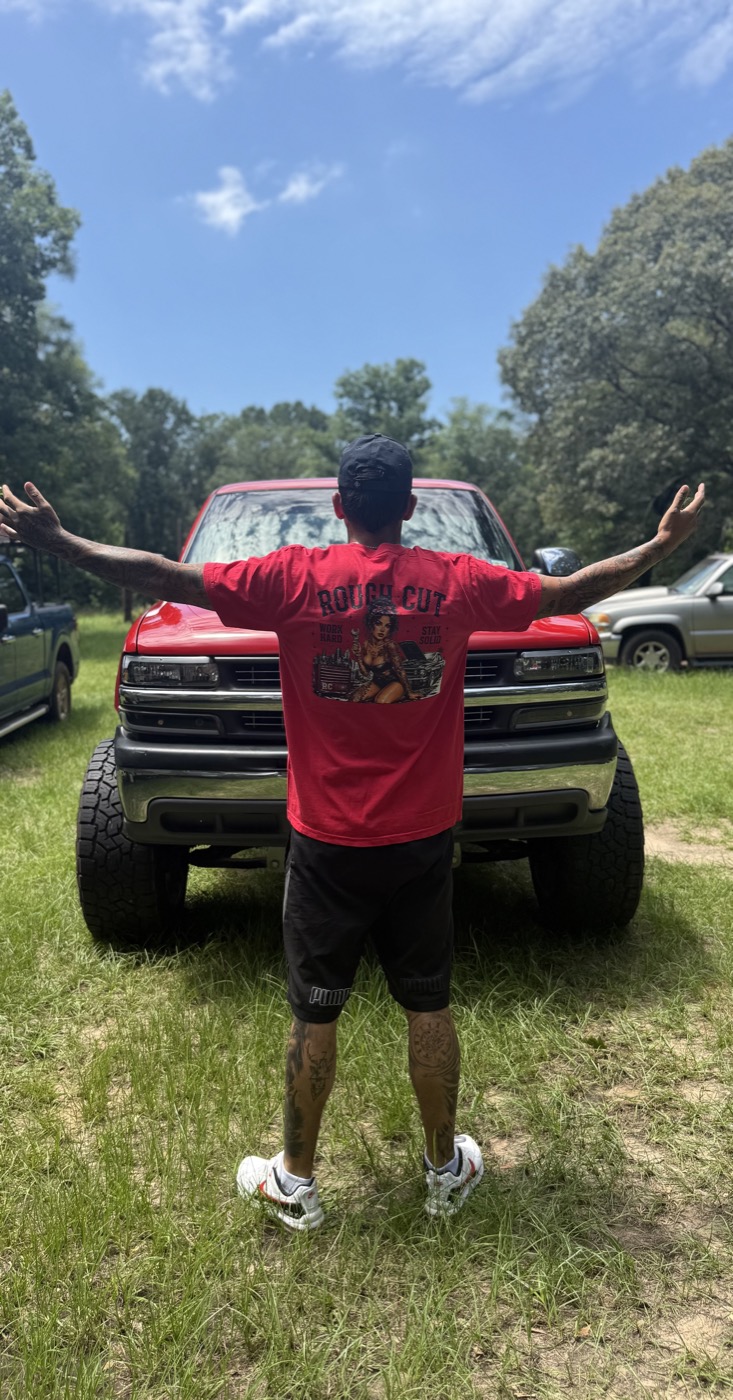 Customer repping a Rough Cut Apparel tee