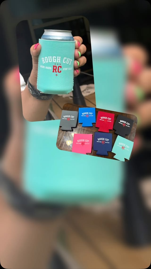 Rough Cut koozies in seven colors